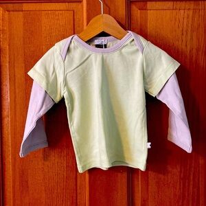 Boutique Baby Soy Green and Gray Long Sleeve Tee Shirt 6-12 months NEW NWT